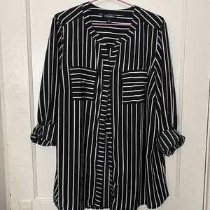 Striped, Button Down Blouse